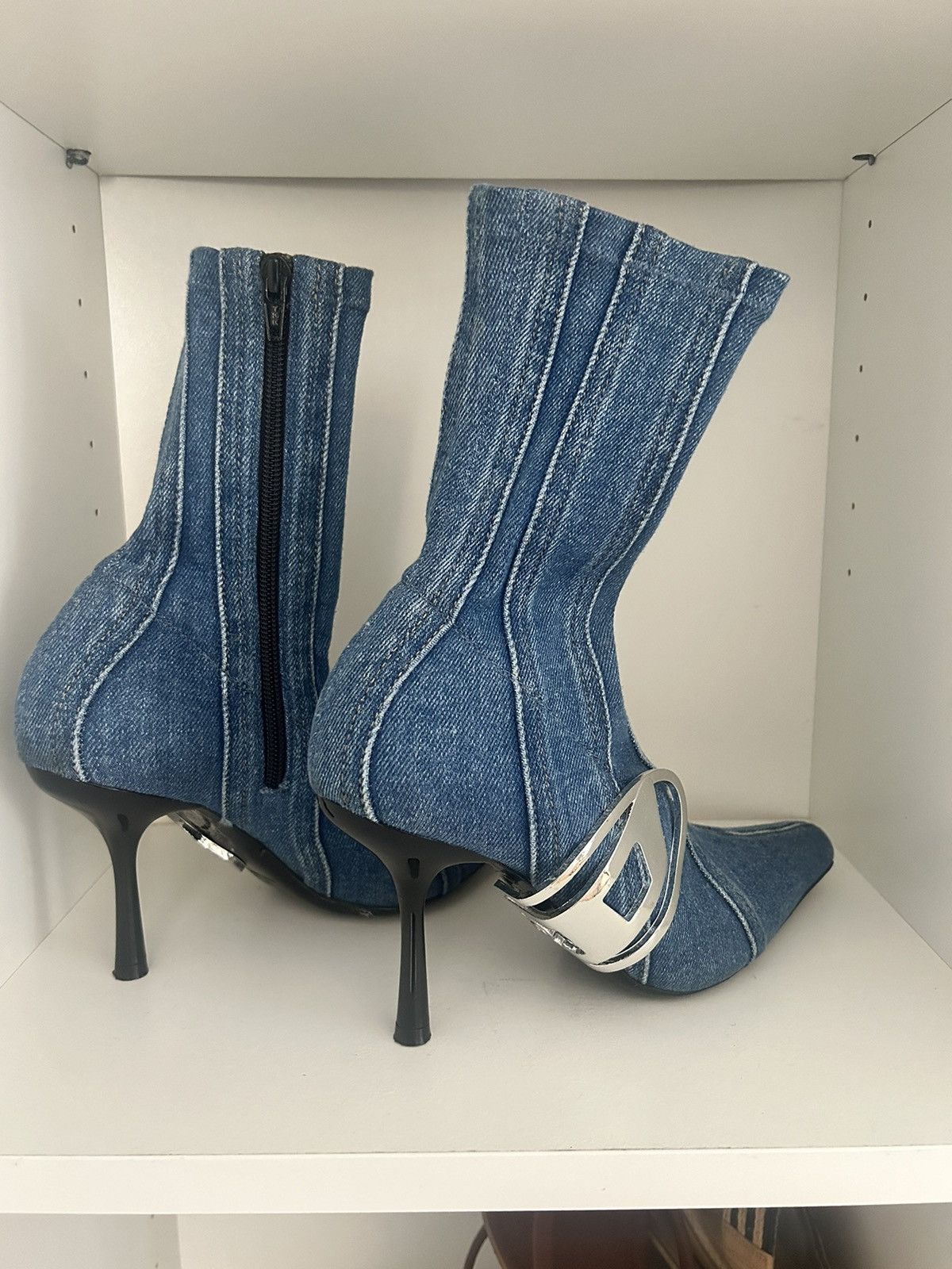 Diesel Blue D-Eclipse Bt Denim Ankle Boot Size US 7 / IT 37 - 1 Thumbnail