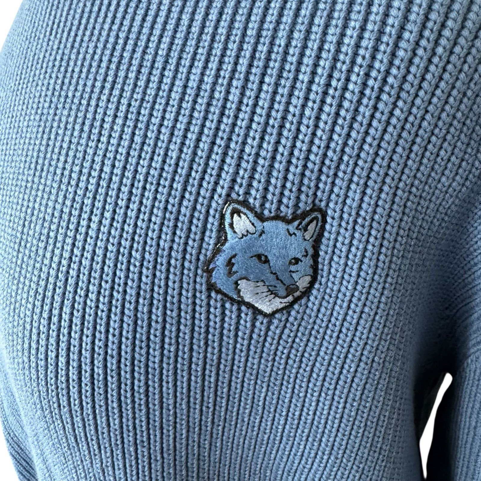 Maison Kitsune Maison Kitsuné Bold Fox Head Patch Ribbed Sweater BLue Size US S / EU 44-46 / 1 - 7 Thumbnail