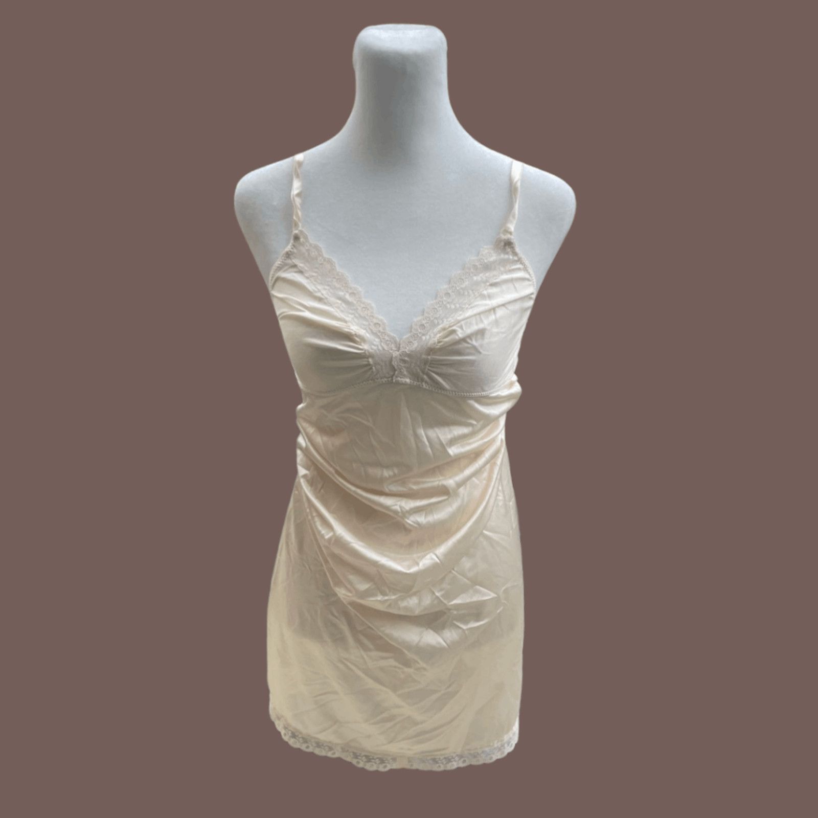 Vintage VTG Lace Slip Dress | Cream Union Tag | 90s Balletcore Size XS / US 0-2 / IT 36-38 - 1 Thumbnail