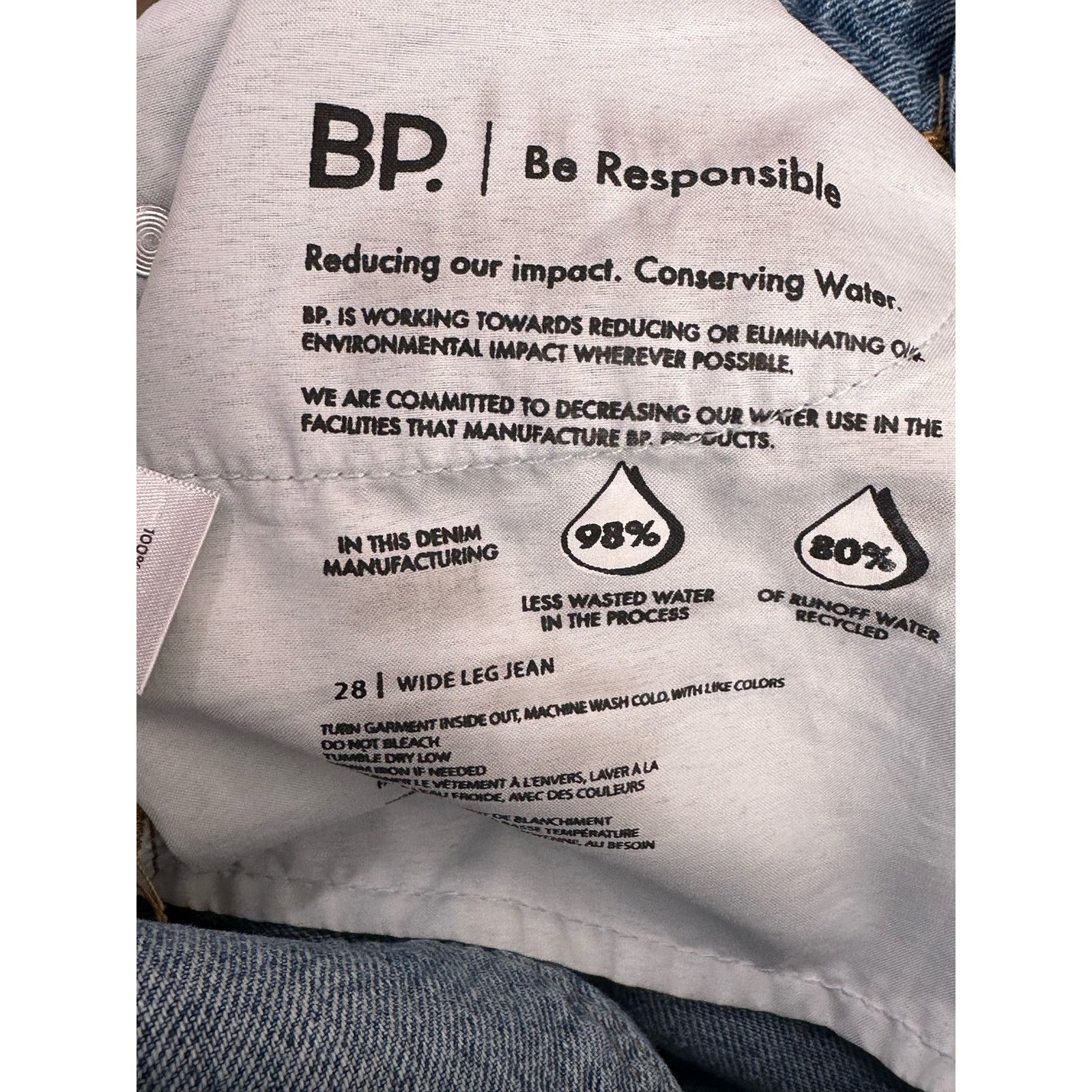 BP. BP blue 100% cotton wide leg jeans size 28 Size 29" - 6 Thumbnail