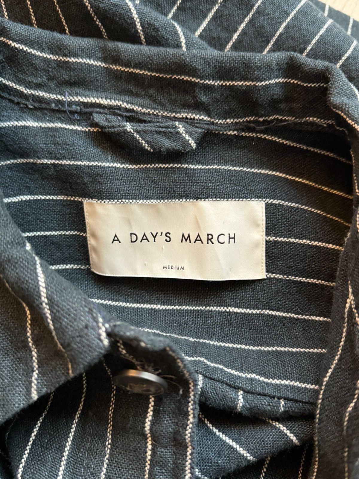 A Day's March Black Linen Pinstripe Chore Jacket Size US M / EU 48-50 / 2 - 3 Thumbnail