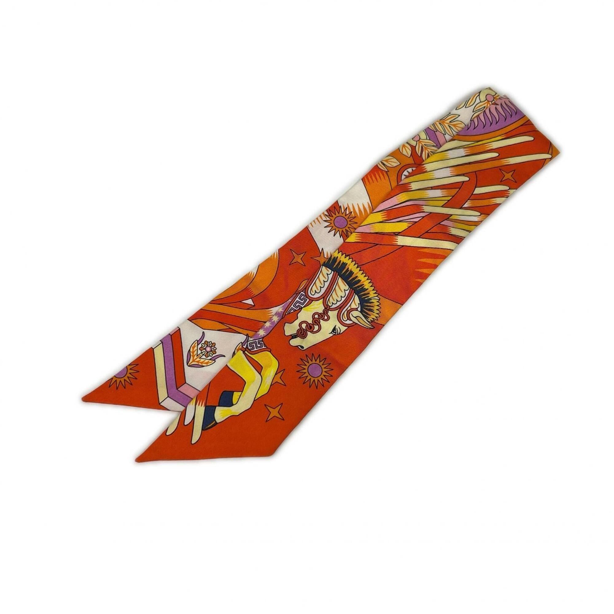 Hermes Hermes Orange Pegasus Spring Twilly Scarf Women's Size ONE SIZE - 1 Thumbnail