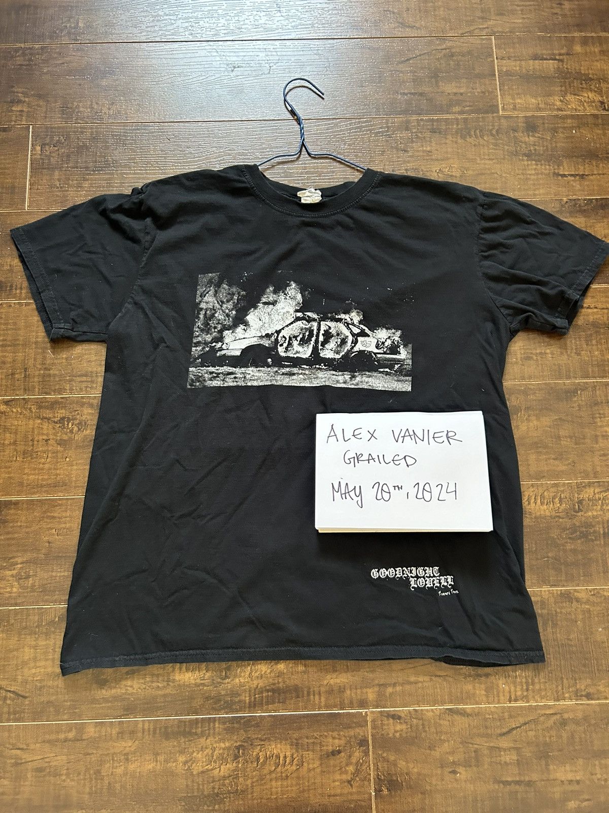 image of G59 Records Night Lovell Europe Tour Burning Cop Car Tee in Black, Men's (Size Large)