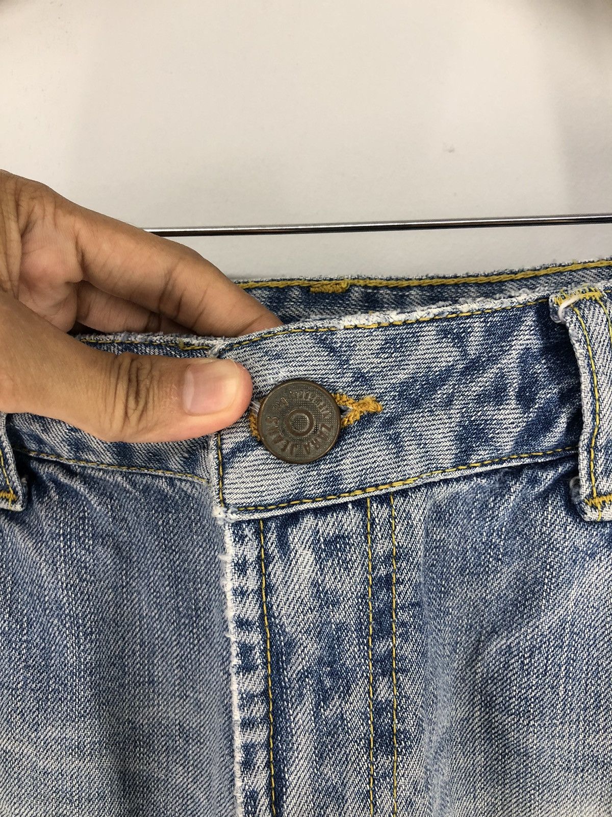 Zara Zara Regular Fit Skull Distressed Faded Blue Jeans Size US 34 / EU 50 - 7 Thumbnail