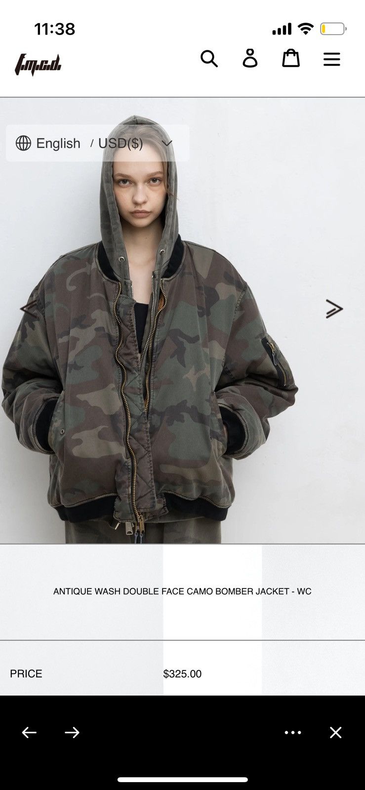 Fostex Garments Fostex Garments ANTIQUE WASH DOUBLE FACE CAMO BOMBER JACKET Size US M / EU 48-50 / 2 - 8 Thumbnail