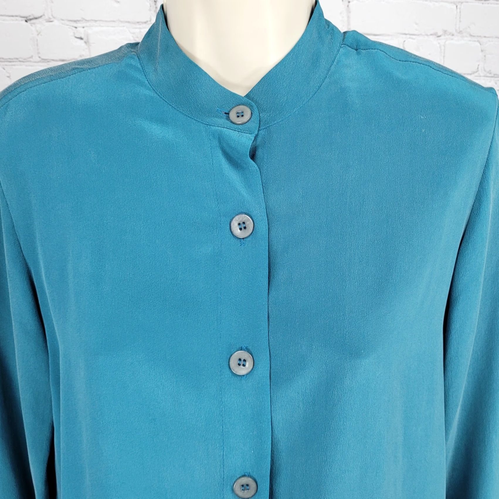 Vintage VINTAGE Jacqueline Ferrar Blue 100% Silk Button Up Long Sleeve Shirt Blouse Top XS Size XS / US 0-2 / IT 36-38 - 7 Thumbnail