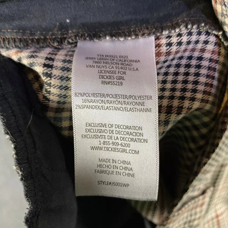 Dickies Dickies Pants Women's 9 Plaid Beige Trousers Cropped Size 31" - 10 Thumbnail