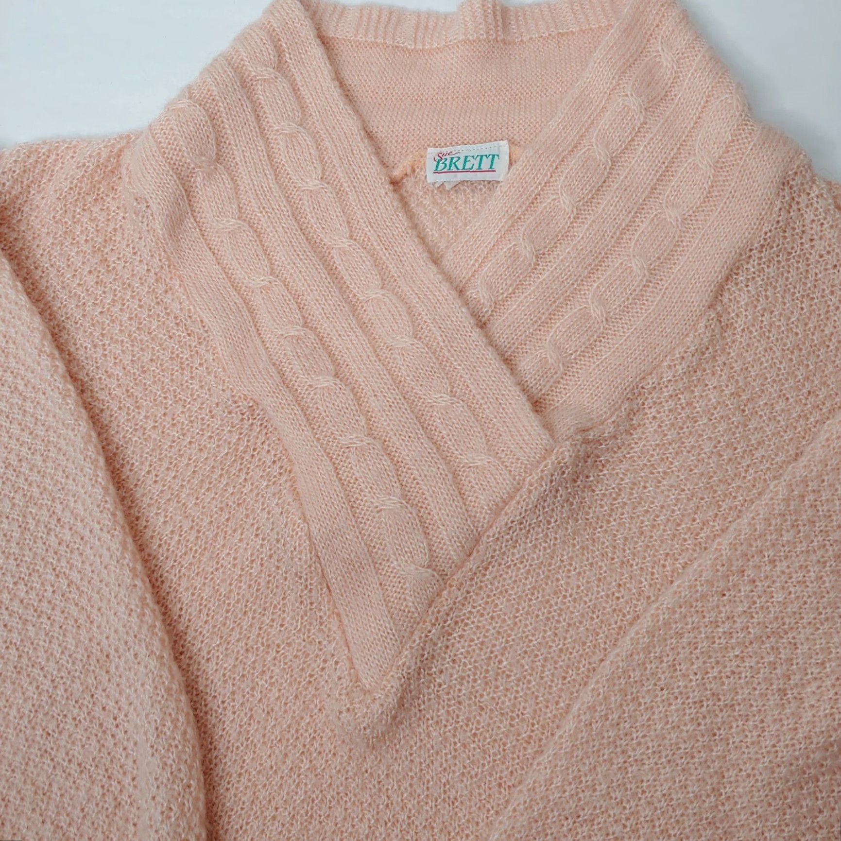Vintage VINTAGE Sue Brett Sweater Medium Peach Pullover Shawl Collar 1980s Womens Size M / US 6-8 / IT 42-44 - 6 Thumbnail