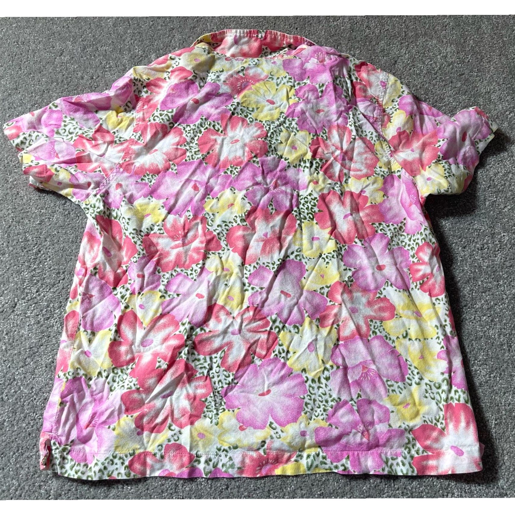 ALOHAS VINTAGE 90s Y2K Hawaiian Shirt Leopard Print Womens Large Aloha Pocket Pink Shirt Size L / US 10 / IT 46 - 2 Thumbnail