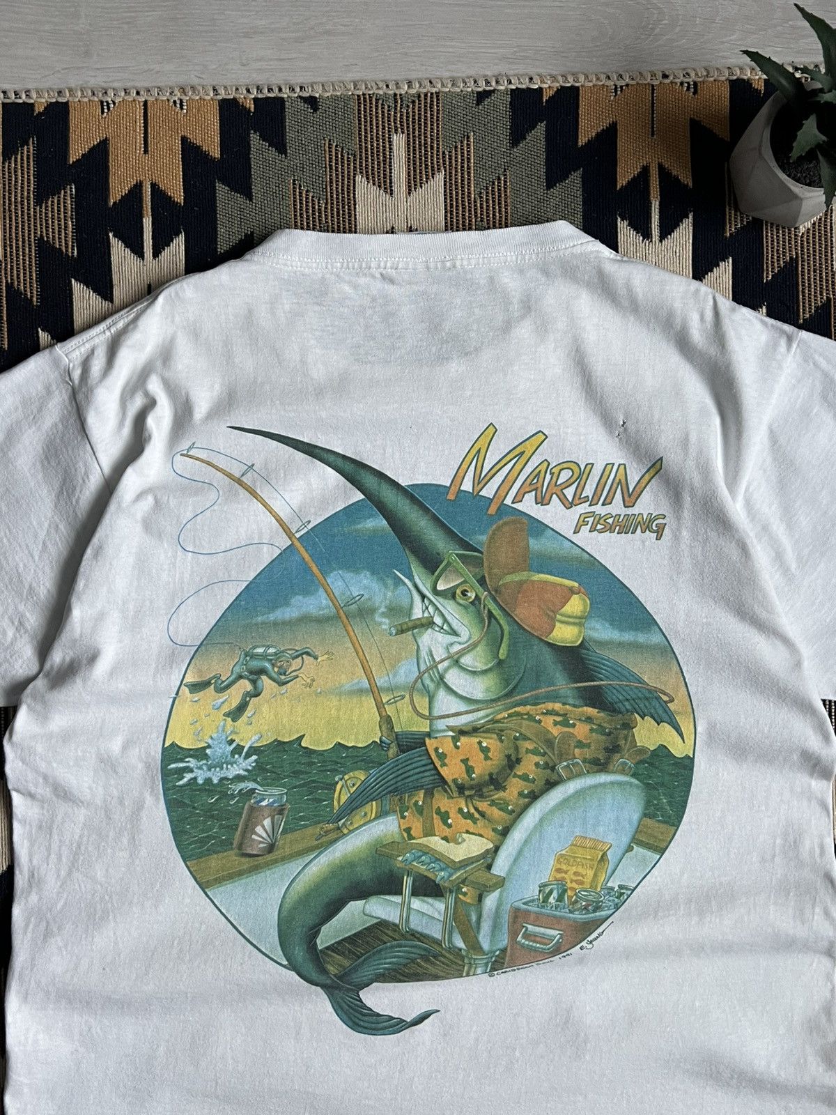 Caribbean × Vintage Vintage 1991 Caribbean Soul Marling Fishing T-shirt Size US XL / EU 56 / 4 - 7 Thumbnail