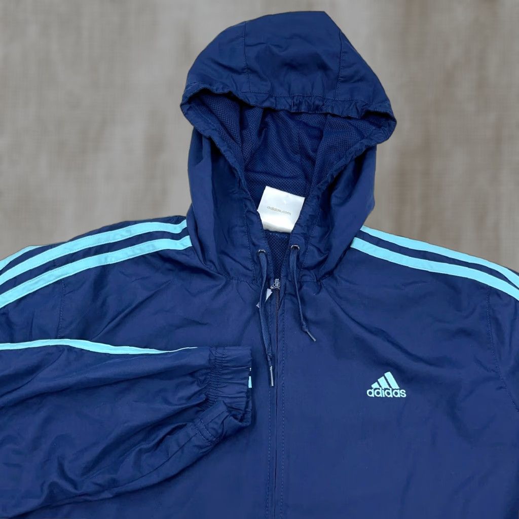 Adidas Adidas Jacket Women M Blue Windbreaker Track Suit Lightweight Zip Hooded Full Zip Pockets Logo Size M / US 6-8 / IT 42-44 - 1 Thumbnail