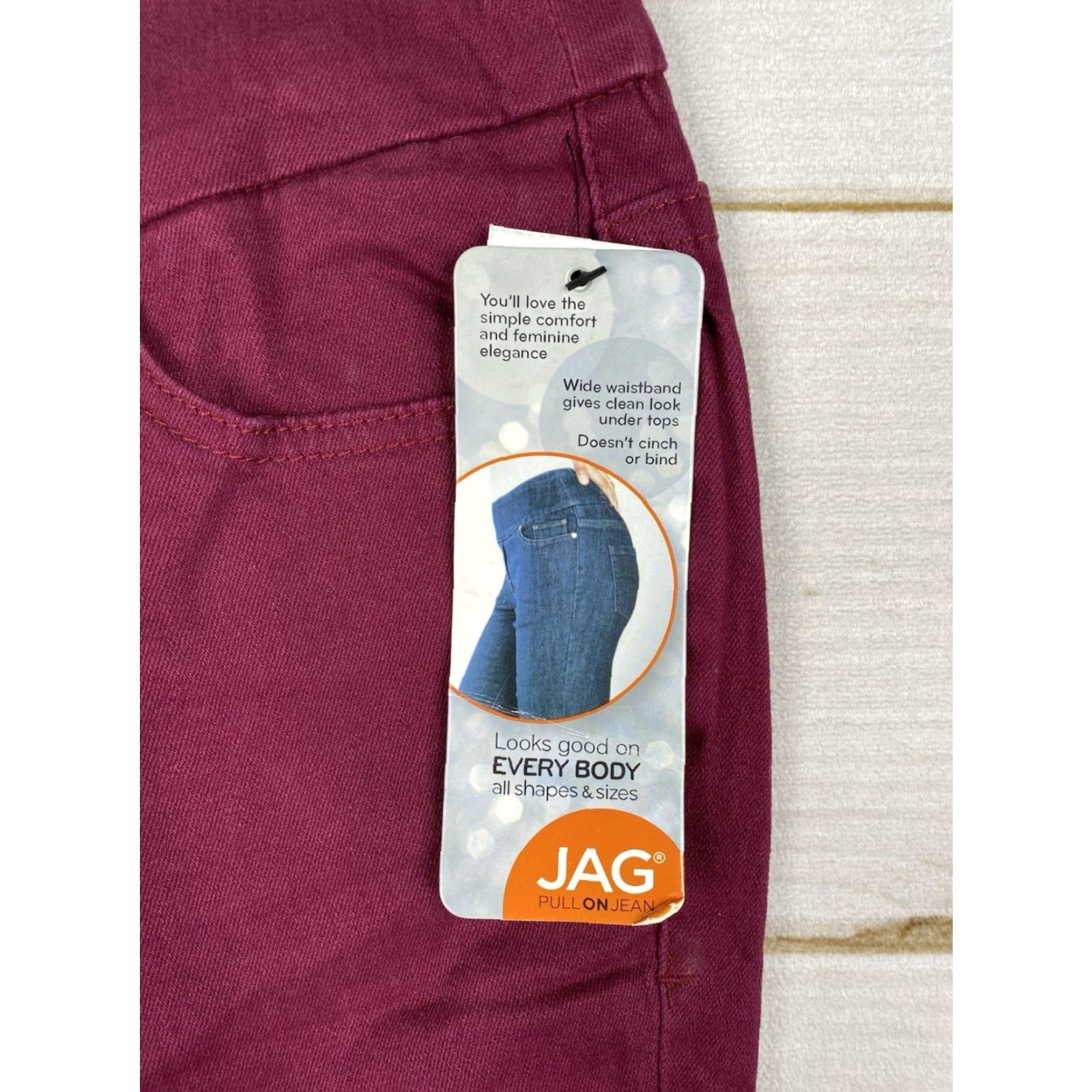 AG Jeans VINTAGE Jag Jeans Womens 16 Burgundy Slim Leg Pull On Stretch Pants Hi Rise Elastic NWT Size 24" / US 00 / IT 34 - 2 Thumbnail