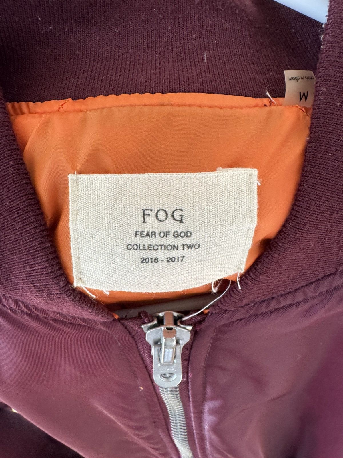 Fear of God FOG Fear of God Bomber Jacket Collection Two Burgundy SZ M Size US M / EU 48-50 / 2 - 3 Thumbnail