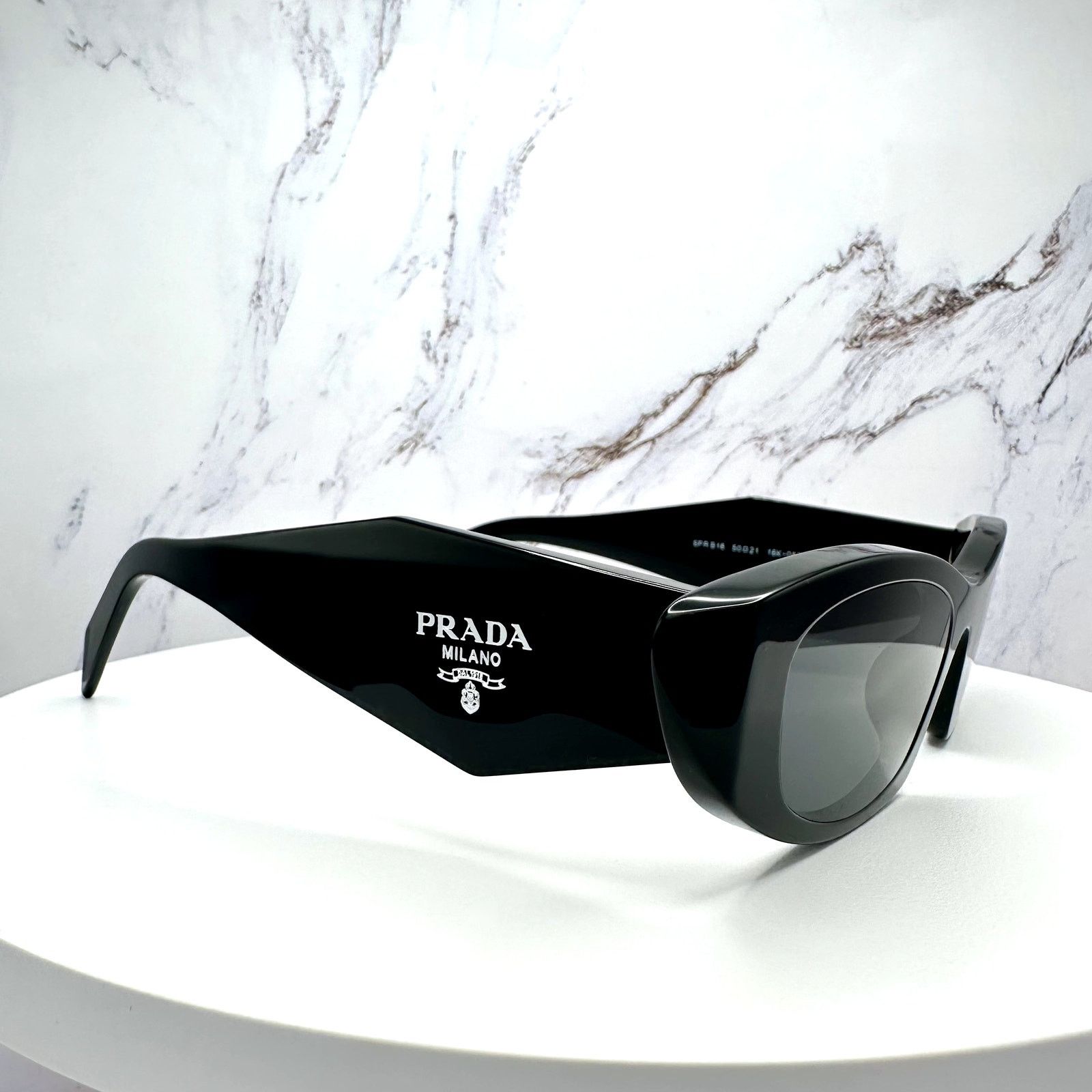 Prada New PRADA Sunglasses Black Oval Cat Eye Symbole Logo Size ONE SIZE - 14 Thumbnail