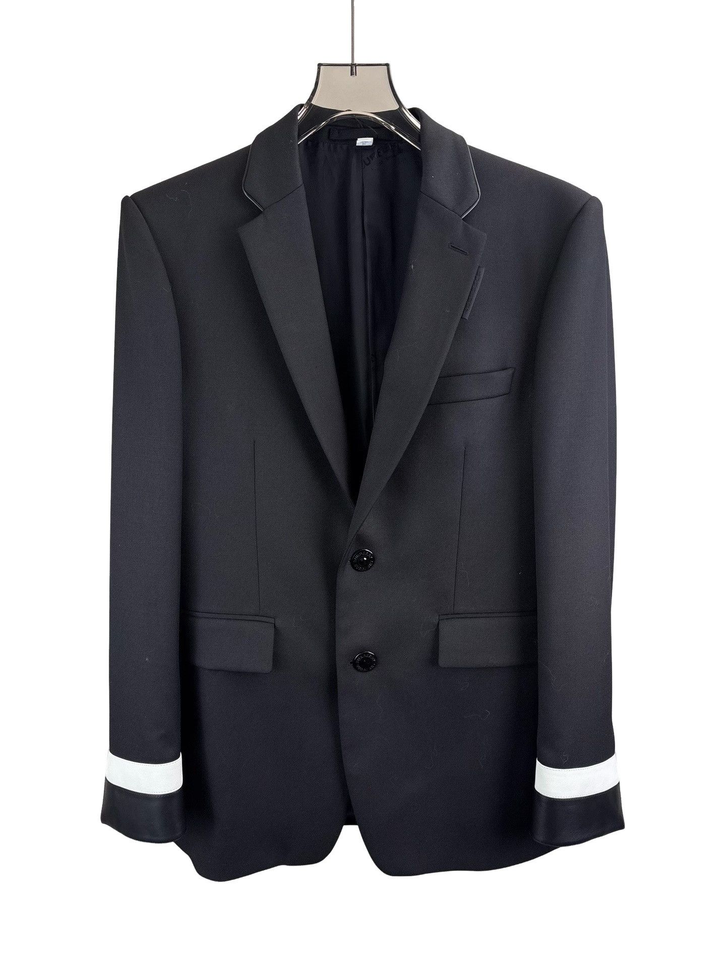 Burberry Burberry Leather Trimmed Wool Blazer Size 40R Size 40R - 1 Thumbnail