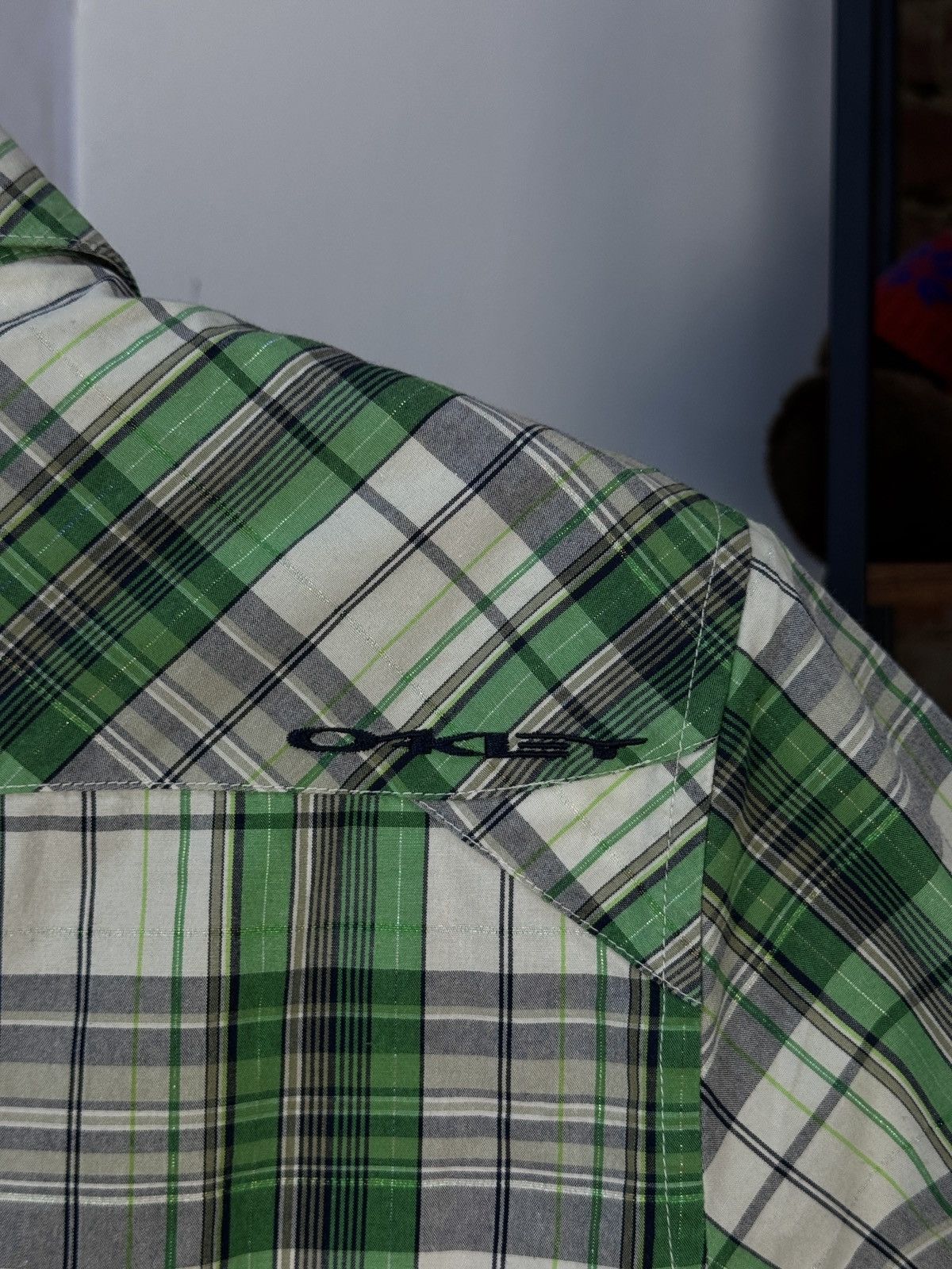 Oakley × Vintage OAKLEY Vintage Mens Short Sleeve Plaid Green Shirt Size US S / EU 44-46 / 1 - 11 Thumbnail