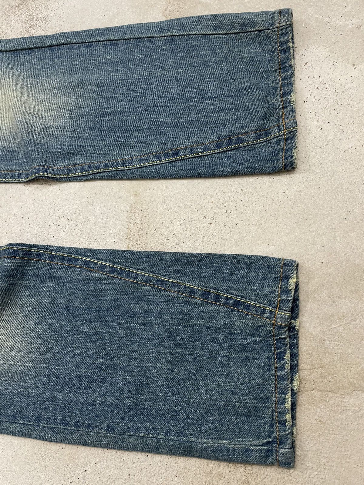Japan Blue Vintage Blue Moon Blue Embroidery Tartan Plaid Junya Style Size 29" - 10 Thumbnail