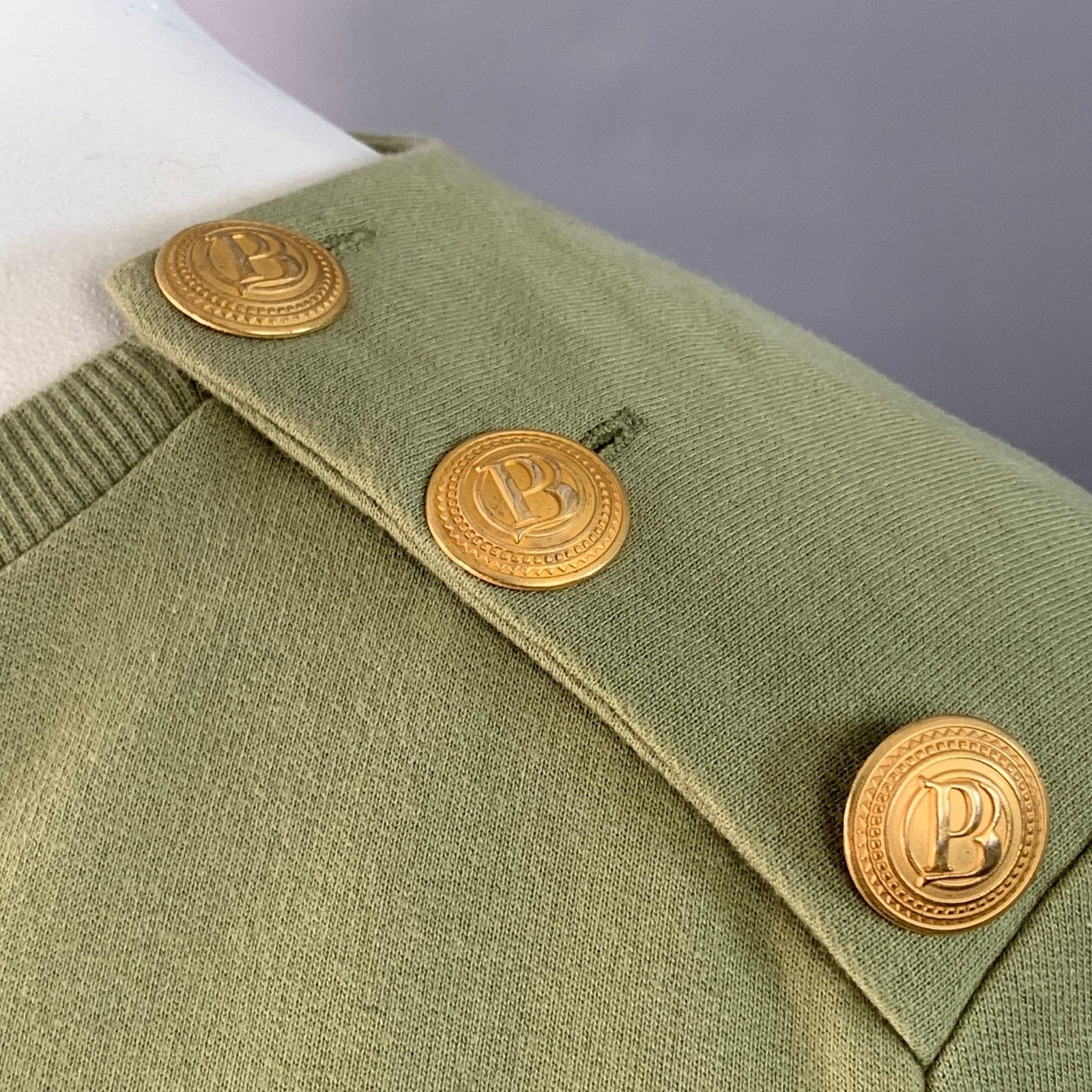 Balmain BALMAIN Green Sage Cotton Jersey Logo Crew Neck Pullover Size M / US 6-8 / IT 42-44 - 3 Thumbnail