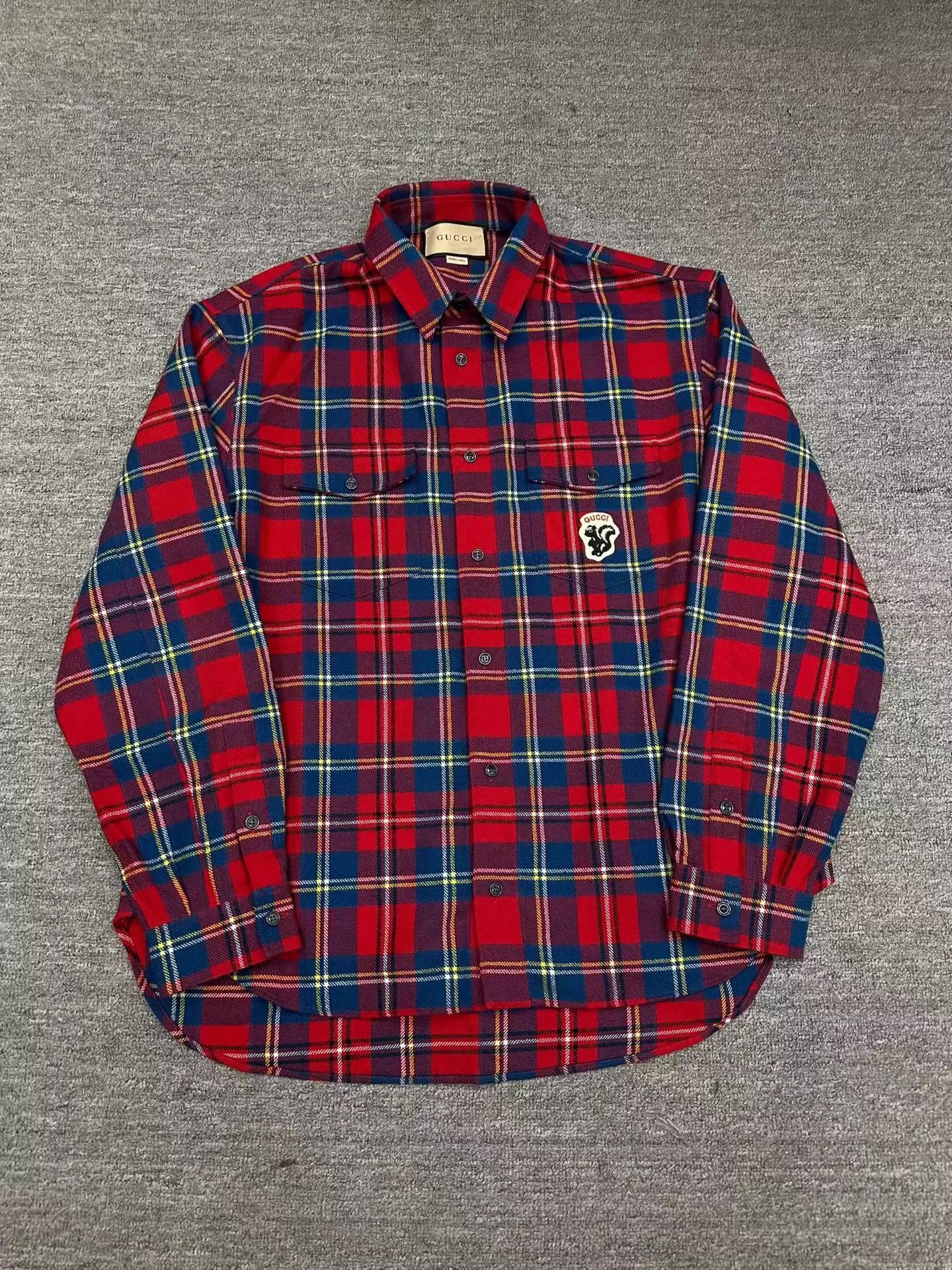 Gucci Red Plaid Long-Sleeve Button-Up Shirt Size L Size US L / EU 52-54 / 3 - 1 Thumbnail