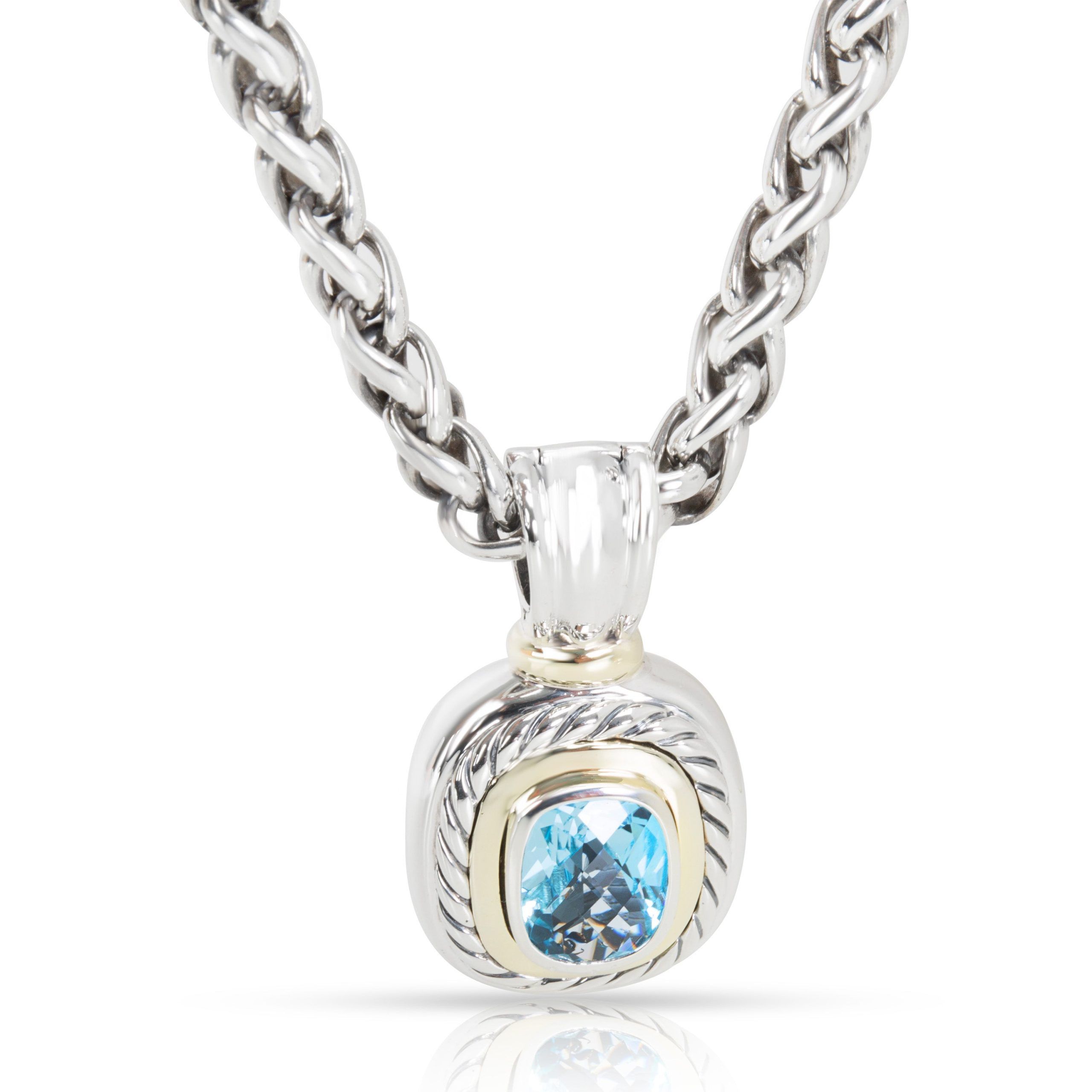 image of David Yurman Blue Topaz Cable Necklace In Yellow Gold & Sterling Silver, Women's