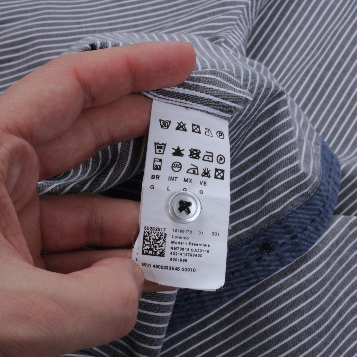 Designer × Hugo Boss HUGO BOSS Lorenzo Striped Gray White Shirt Dress Casual Size US L / EU 52-54 / 3 - 16 Thumbnail