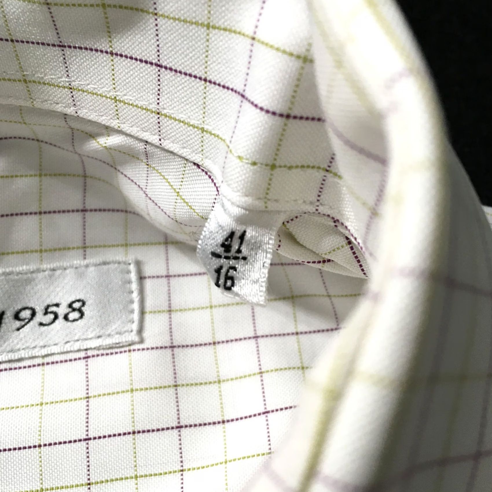 Tallia Vintage Italia 1958 Designer Shirt Men's LARGE WHITE CHECK Long Sleeve Size US L / EU 52-54 / 3 - 4 Thumbnail