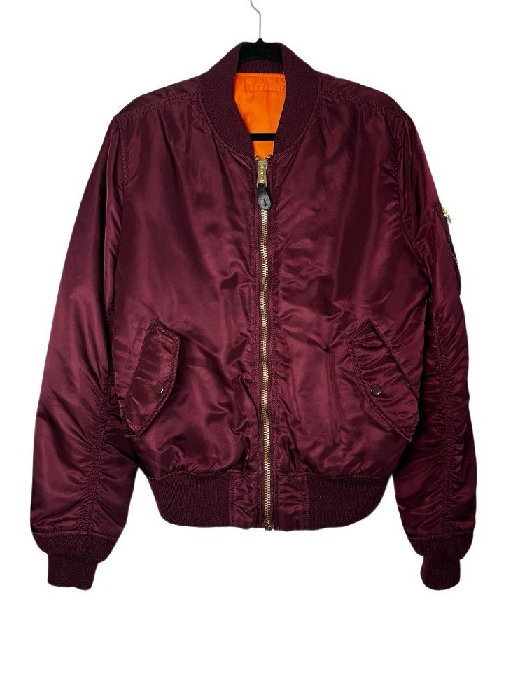 Alpha Industries Vintage 1990's Alpha Indusries Maroon Bomber Jacket USA Size US L / EU 52-54 / 3 - 1 Thumbnail
