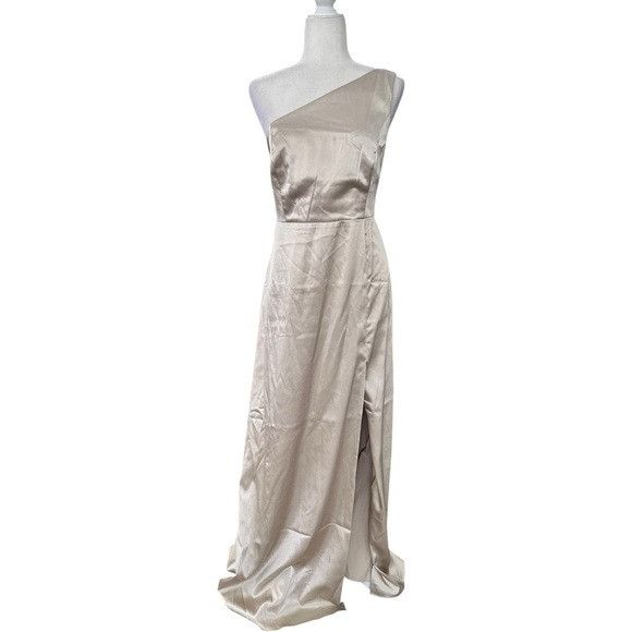 Other Birdy Grey One-Shoulder Satin Gown in Champagne Gold Size XL / US 12-14 / IT 48-50 - 3 Thumbnail