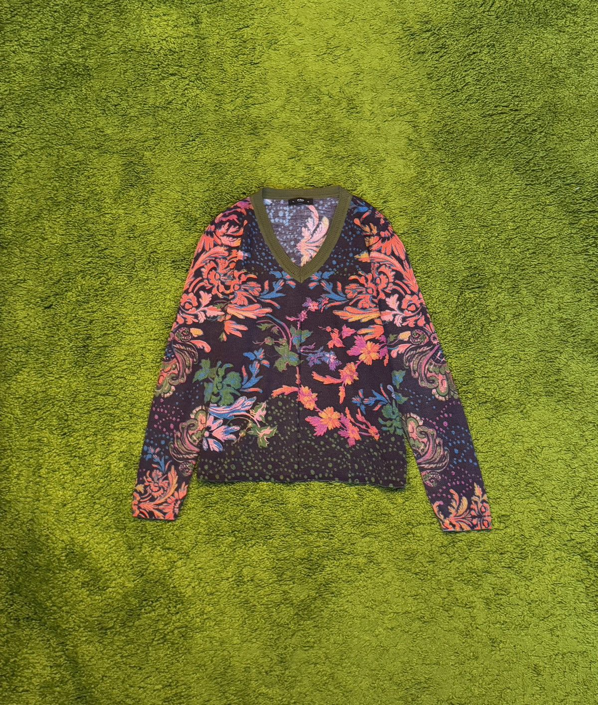 Designer Ivko avant Garde floral pattern 100% wool sweater Size M / US 6-8 / IT 42-44 - 1 Thumbnail