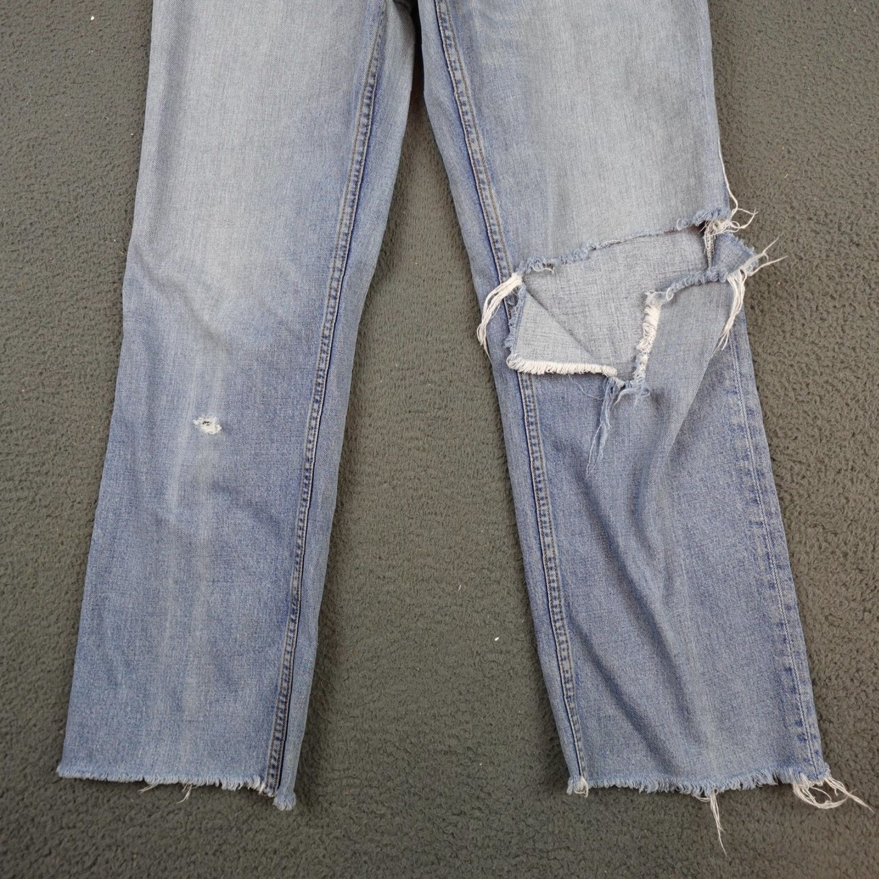 Rag & Bone Rag & bone Ruth Super High Rise Straight Jeans Womens 27 Blue Distressed Raw Hem Size 27" / US 4 / IT 40 - 2 Thumbnail