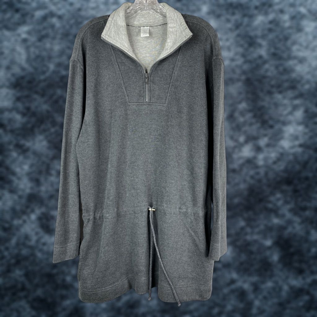 Lands' End VINTAGE Lands End Sweatshirt Womens M Gray Pullover 1/4 Zip Zip Front Pockets Stretch Knit Cotton Blend Casual Activewear Size M / US 6-8 / IT 42-44 - 1 Thumbnail