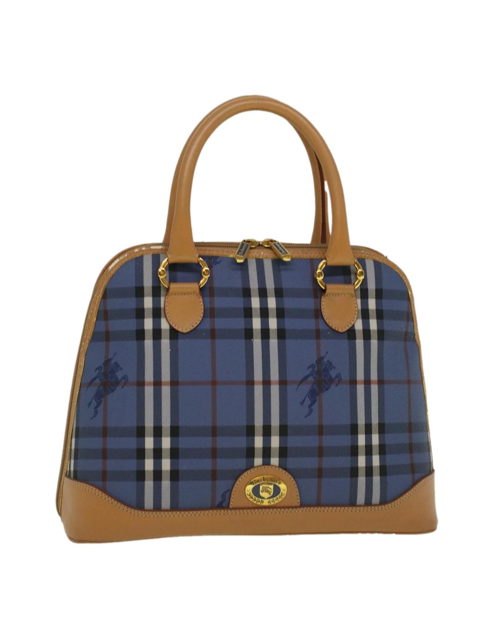 image of Burberry Beige Blue Pvc Leather Hand Bag, Women's