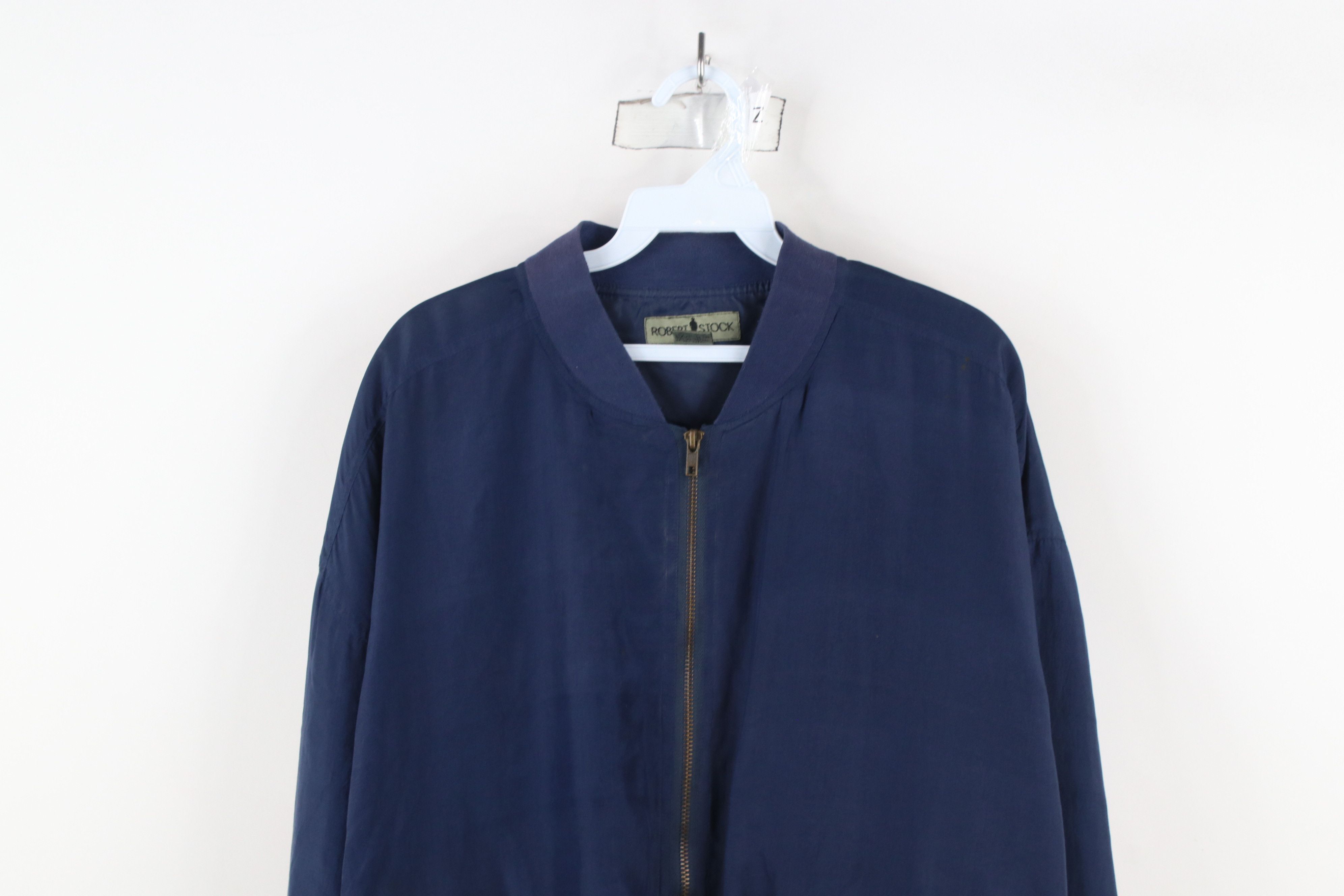 Vintage Vintage 90s Streetwear Silk Full Zip Bomber Jacket Navy Blue Size US L / EU 52-54 / 3 - 2 Thumbnail
