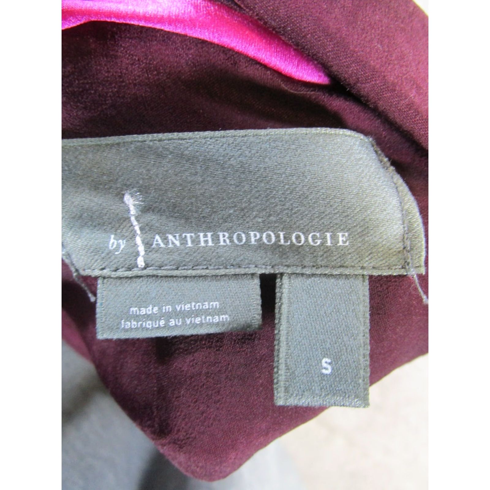 Anthropologie VINTAGE Anthropologie Shirt Womens Small Burgundy Button-Up - Collared Long Sleeve, Solid Red, Polyester, Regular Fit - Size S Mens Womens Girls Boys? Size S / US 4 / IT 40 - 3 Thumbnail
