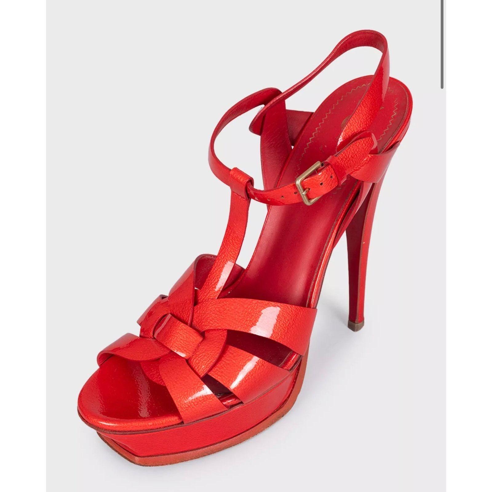 Saint Laurent Paris Saint Laurent Red Leather Tribute Sandals - Size 40 Size US 9 / IT 39 - 3 Thumbnail