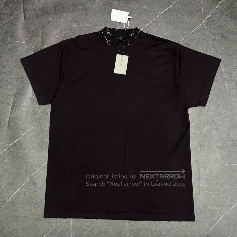 Balenciaga Balenciaga Washed Black Perforated Metal Collar Hole Short Size US S / EU 44-46 / 1 - 1 Thumbnail