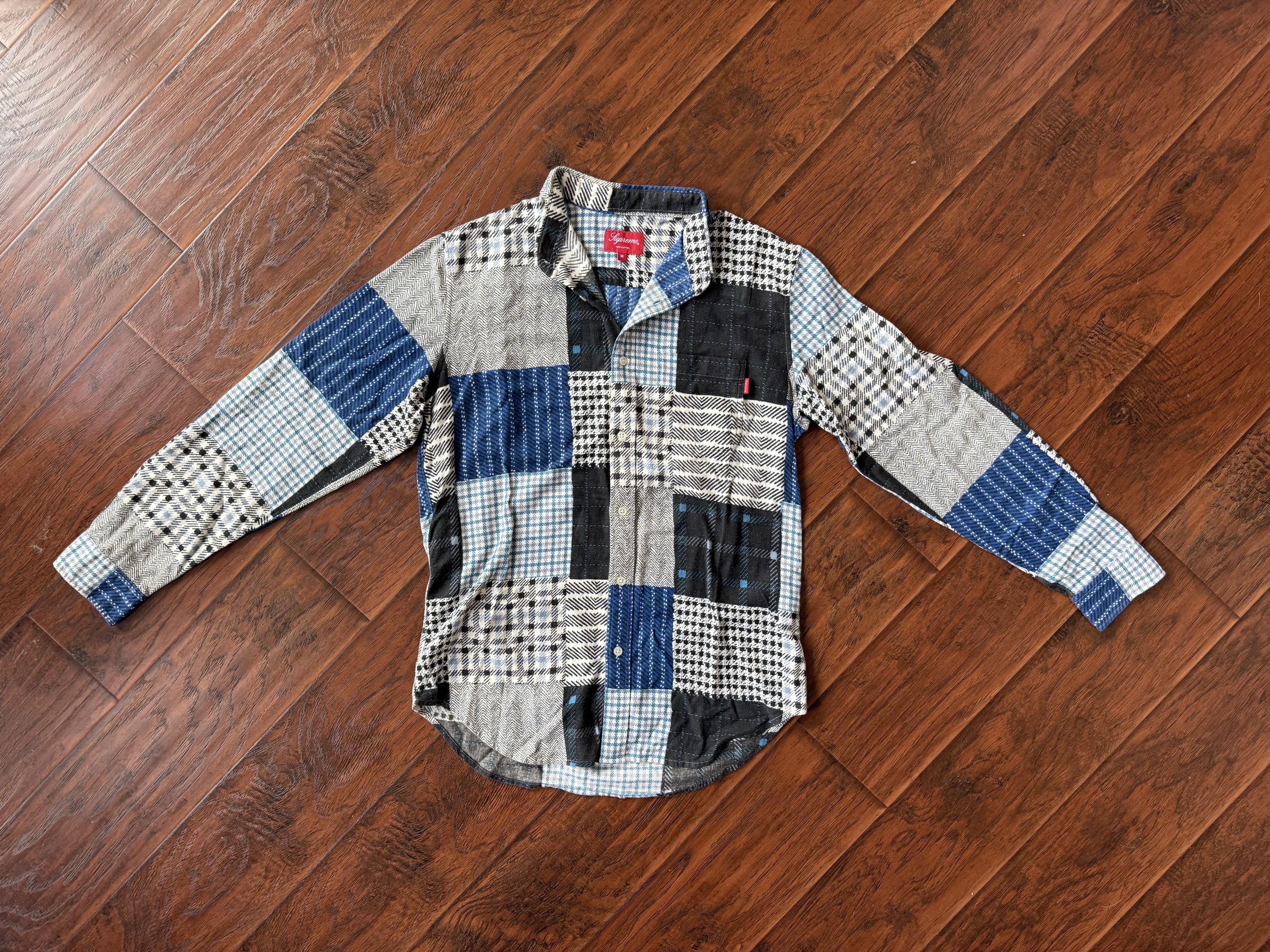 Supreme Supreme Patchwork Flannel Button Shirt 2015 Blue Plaid Size US M / EU 48-50 / 2 - 2 Thumbnail