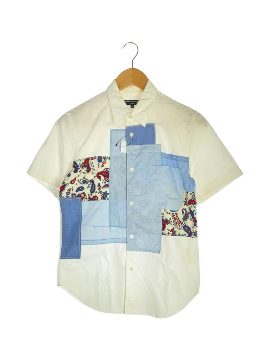 image of Comme Des Garcons Paisley Patchwork Button Up Shirt in White, Men's (Size XS)