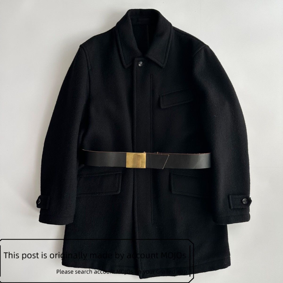 Comme Des Garcons Homme Belt Wool Coat mojos667