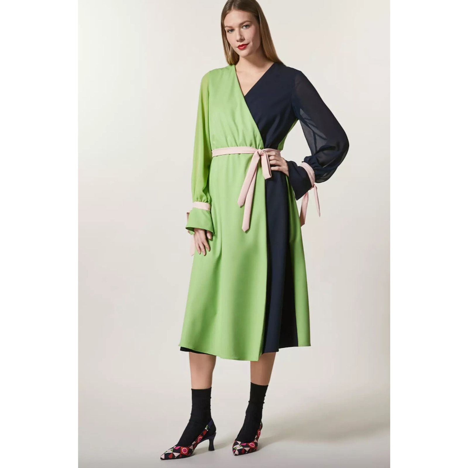 Marina Rinaldi Marina Rinaldi Mixed Media Colorblock Wrap Dress US 22 Size 3XL / US 20-22 - 1 Thumbnail