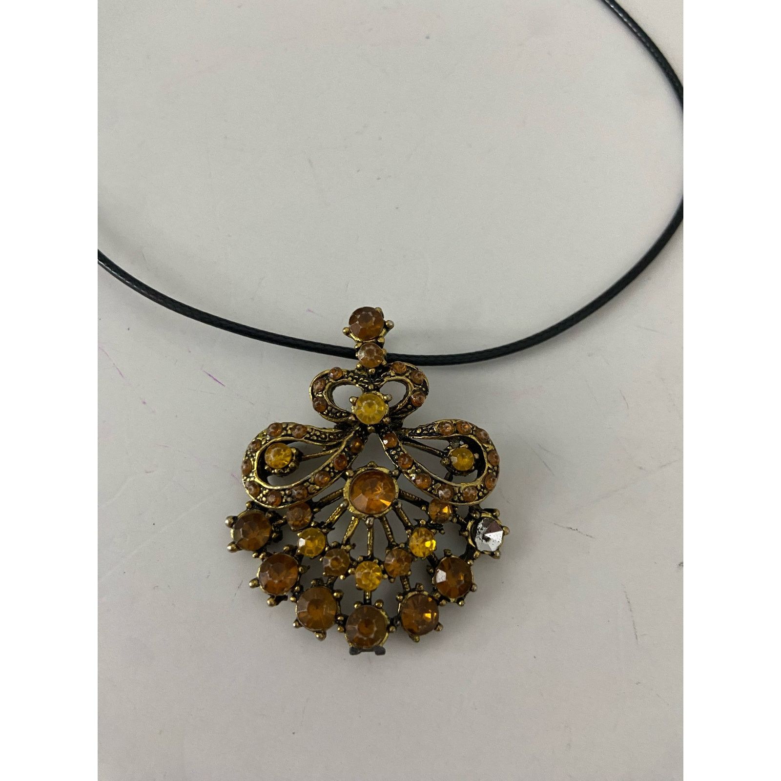 Vintage brown glass pendant necklace Size ONE SIZE - 4 Thumbnail