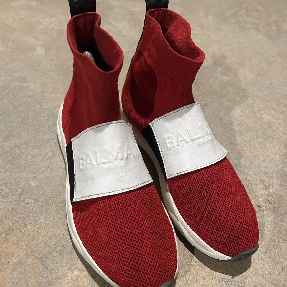 Balmain × Designer Balmain Cameron Stretch Knit Sock Runner Sneaker Red US 7 Size US 7 / EU 40 - 12 Thumbnail