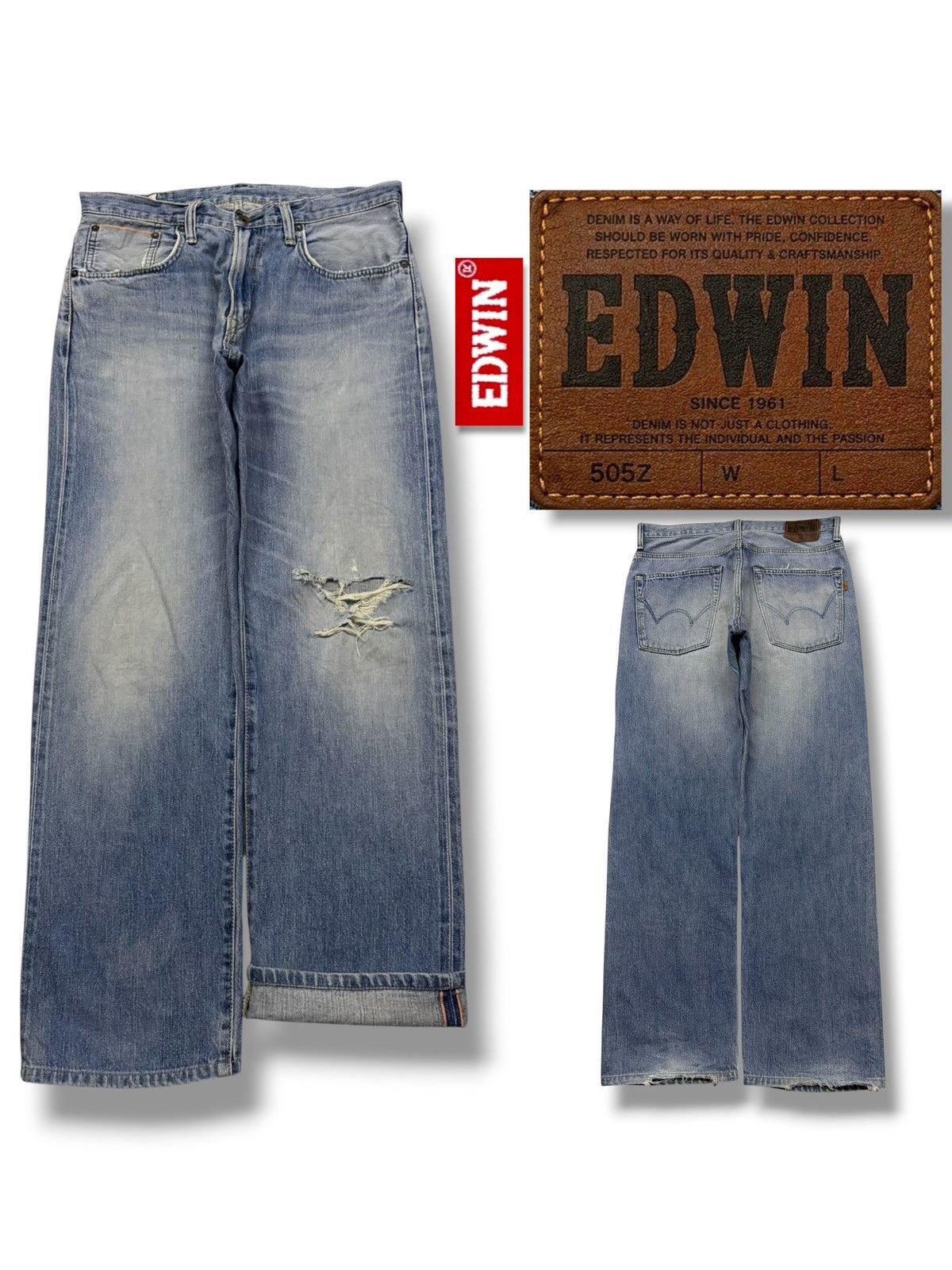 Edwin Vintage EDWIN 505Z Selvedge Denim Jeans Made in Japan | W33 Size US 33 - 1 Thumbnail
