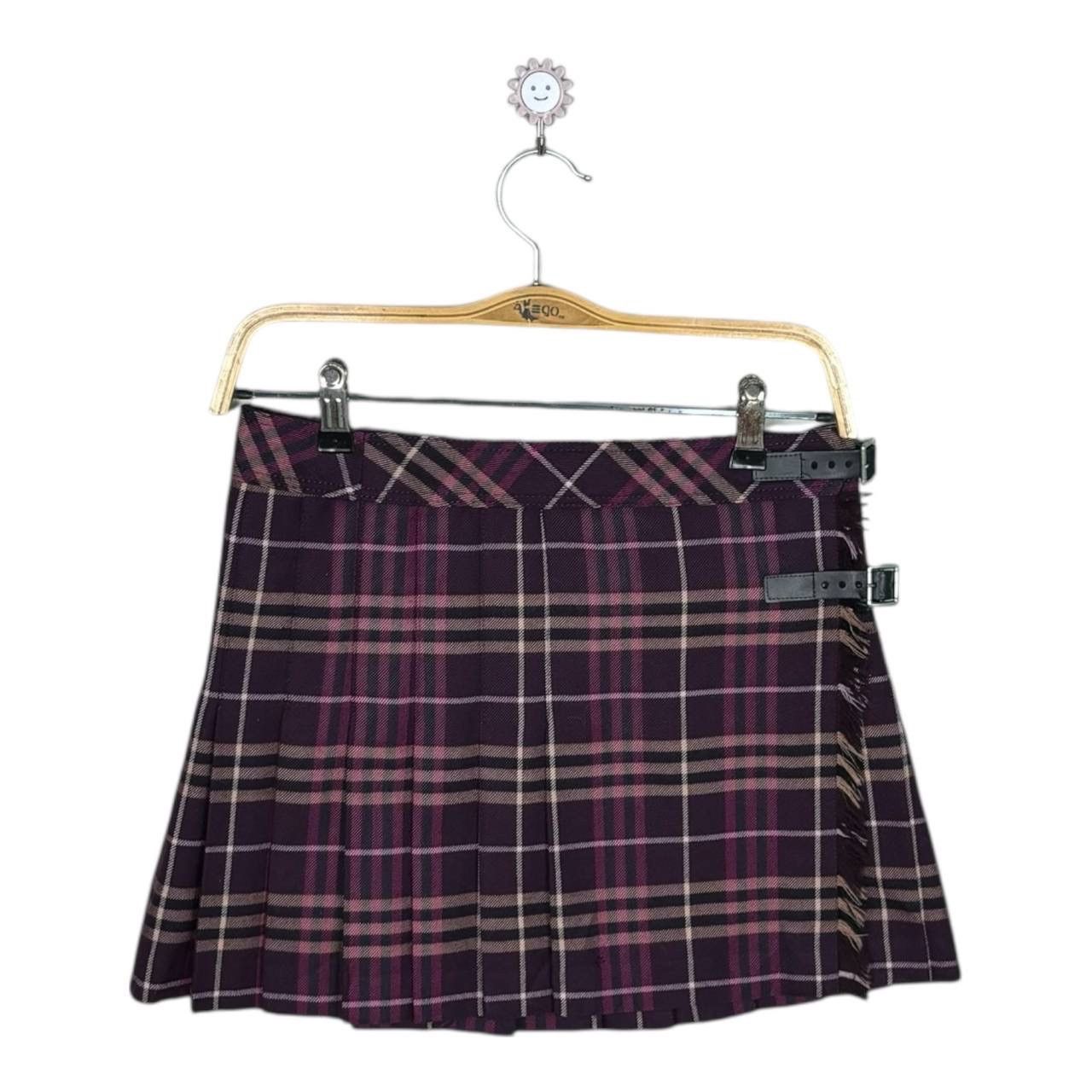 Burberry Burberry Blue Label Purple Plaid Wool Mini Kilt Skirt S 36 Size 29" - 1 Thumbnail