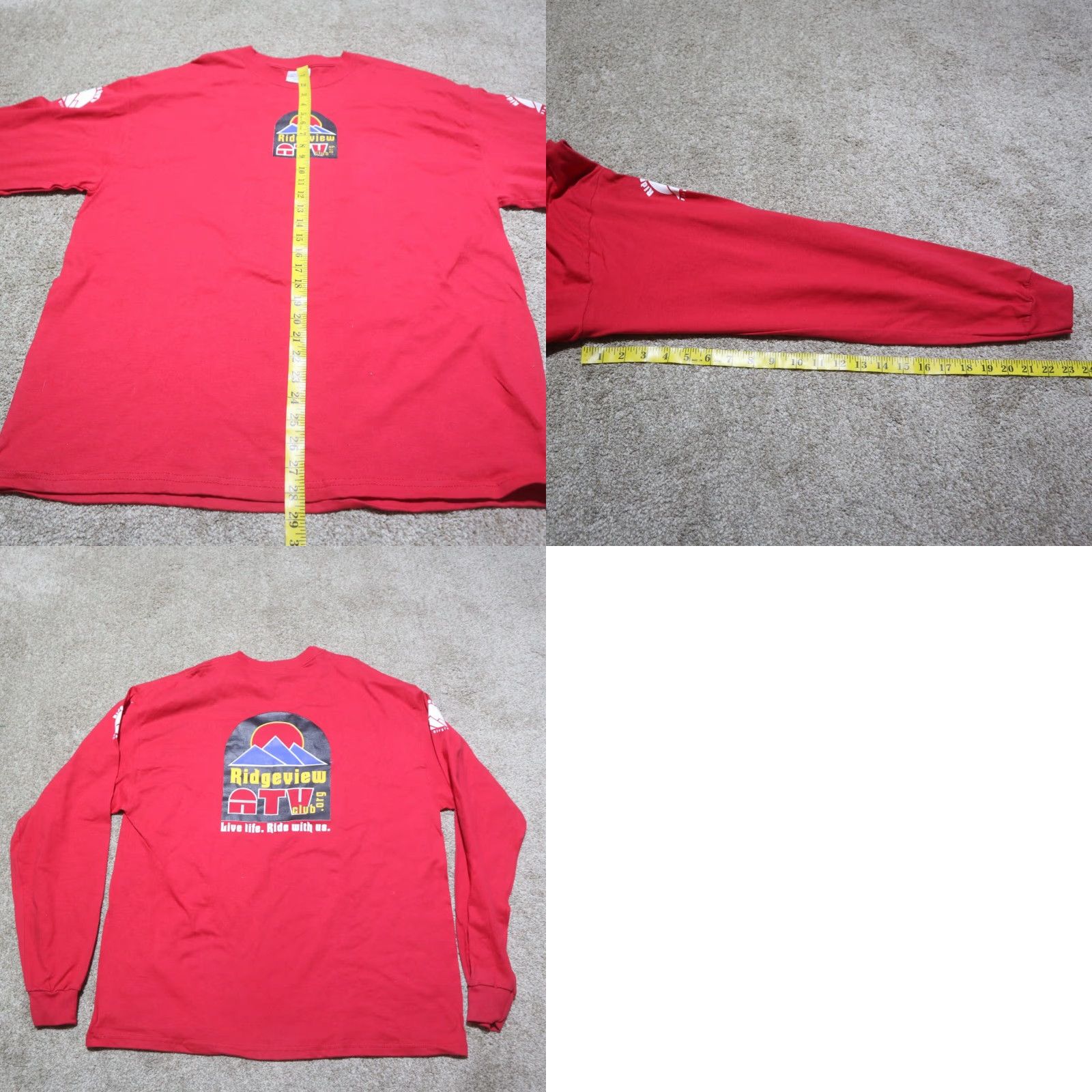 Vintage Ridgeview ATV Club Floyd VA Virginia Red Long Sleeve Tee T-Shirt Adult XL Size US XL / EU 56 / 4 - 8 Thumbnail