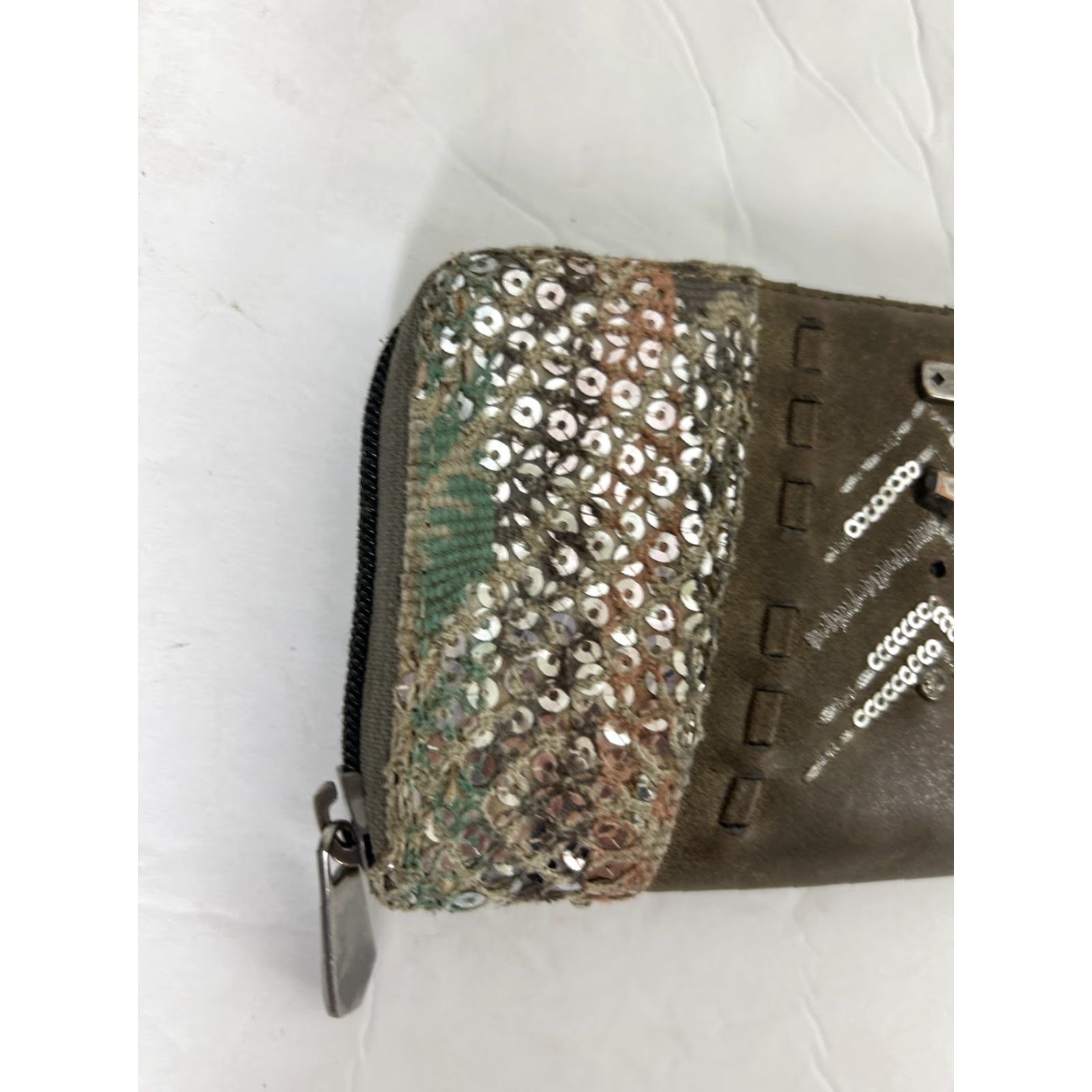 Miss Me VINTAGE Miss Me Wallet Gray Faux Leather Zipper Closure Bedazzled 8x4x1 Women Wallets Bedazzled Accents Zipper Closure Size ONE SIZE - 4 Thumbnail