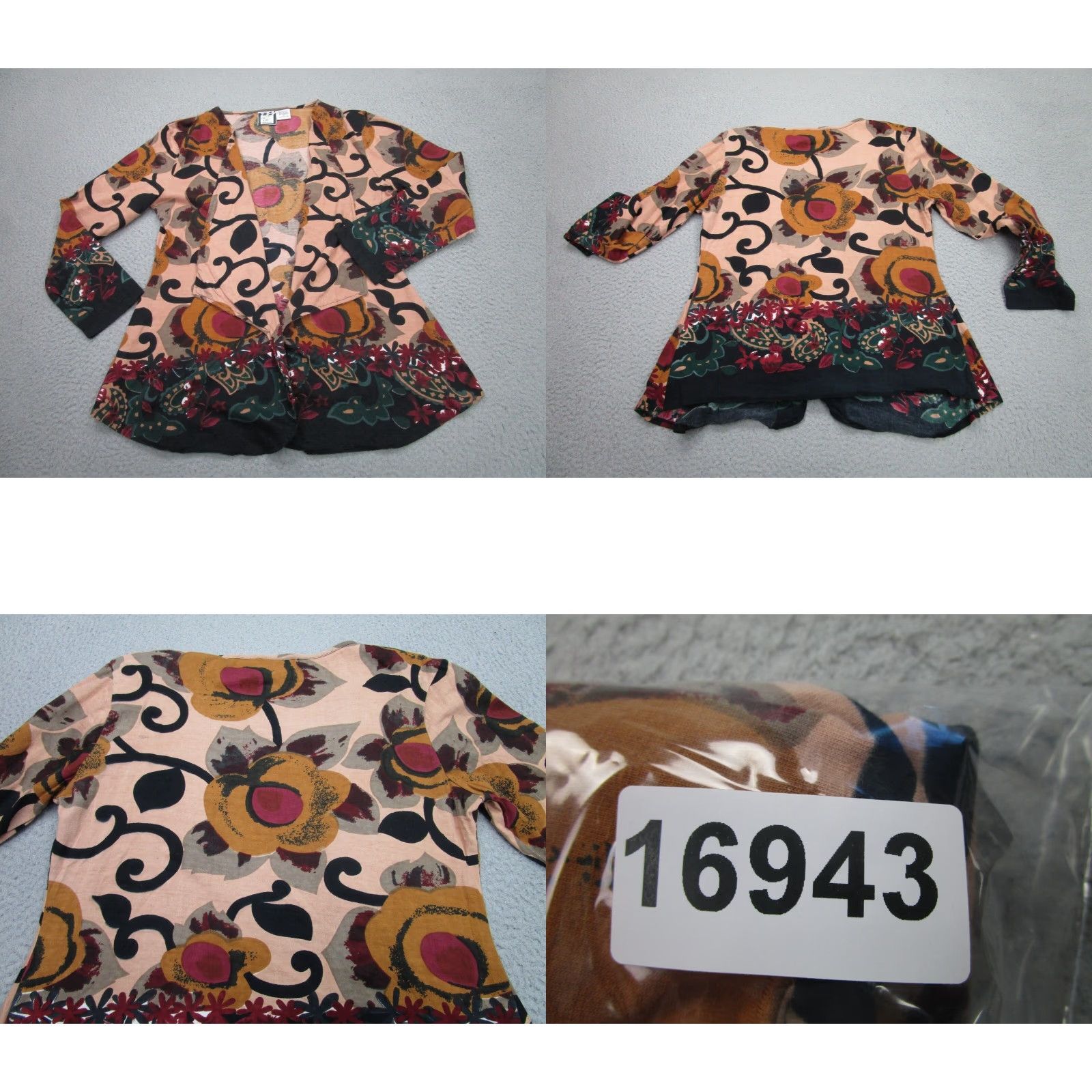 Vintage VINTAGE Take Two Floral Kimono Blouse Womens M Brown Jersey Casual Sleeve Abstract 2000s Size M / US 6-8 / IT 42-44 - 8 Thumbnail