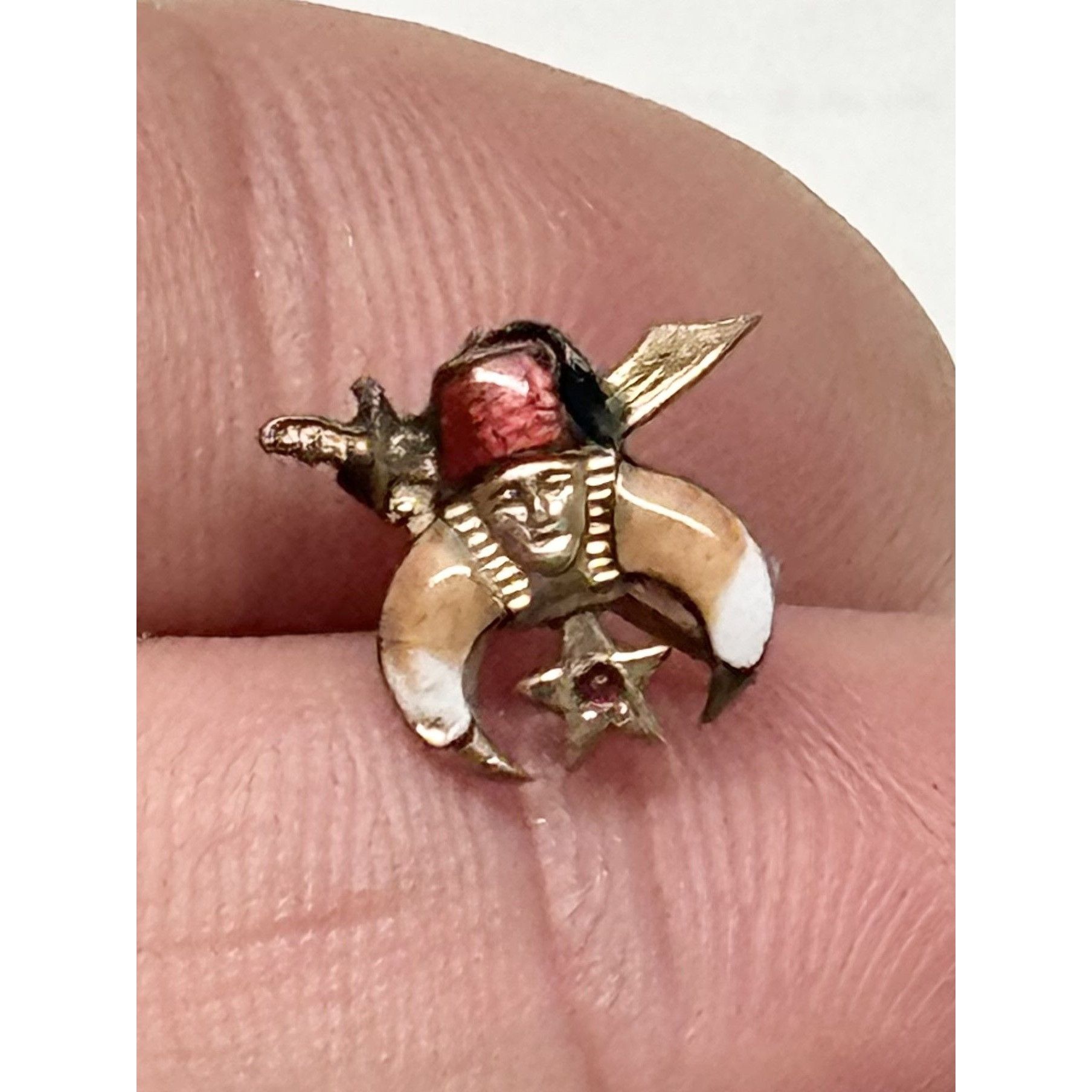 Vintage 10 kt Gold Estate Masonic Enamel Jewel Pin Size ONE SIZE - 4 Thumbnail