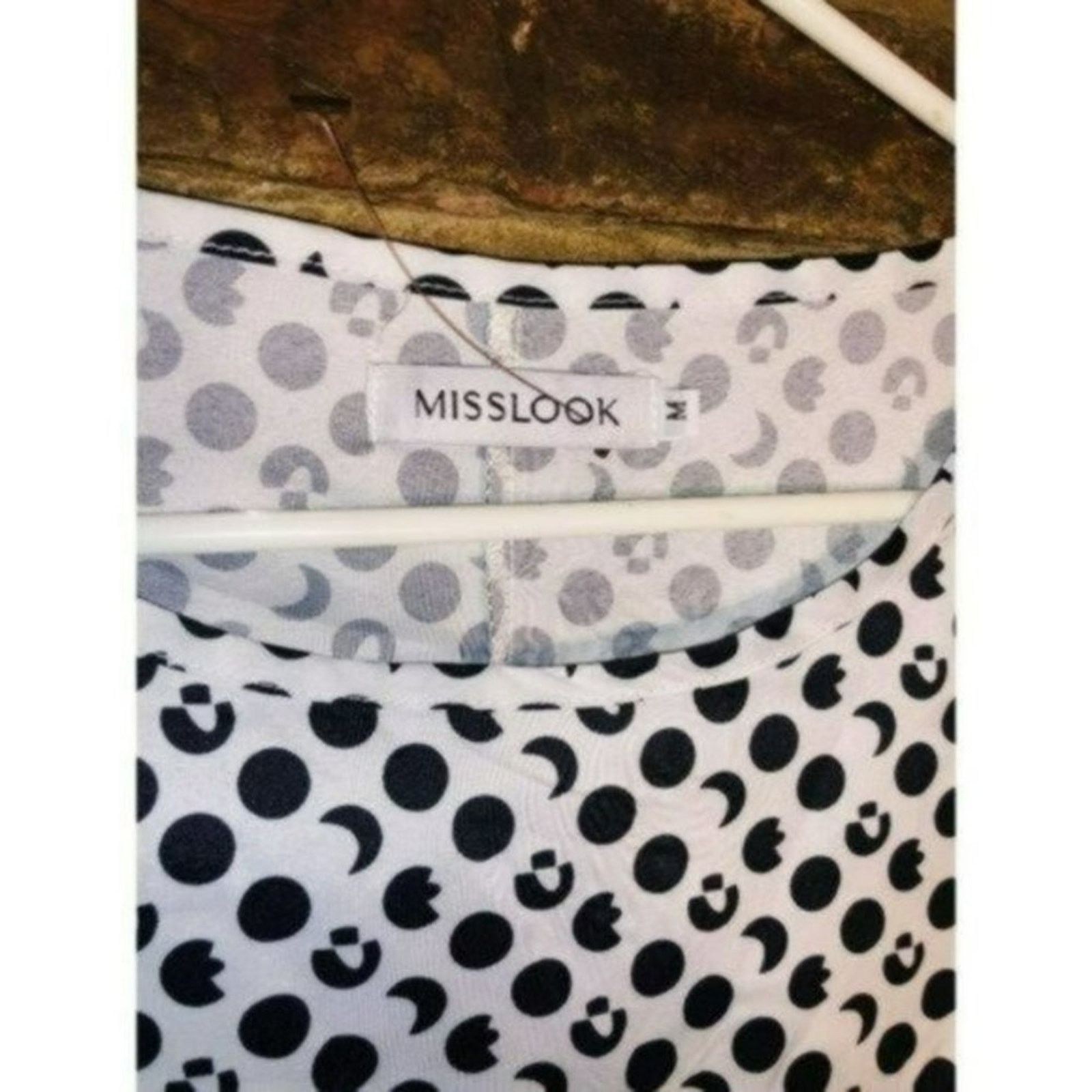 Other MISSLOOK Black White Geometric Short Sleeve Dress Medium Size M / US 6-8 / IT 42-44 - 3 Thumbnail