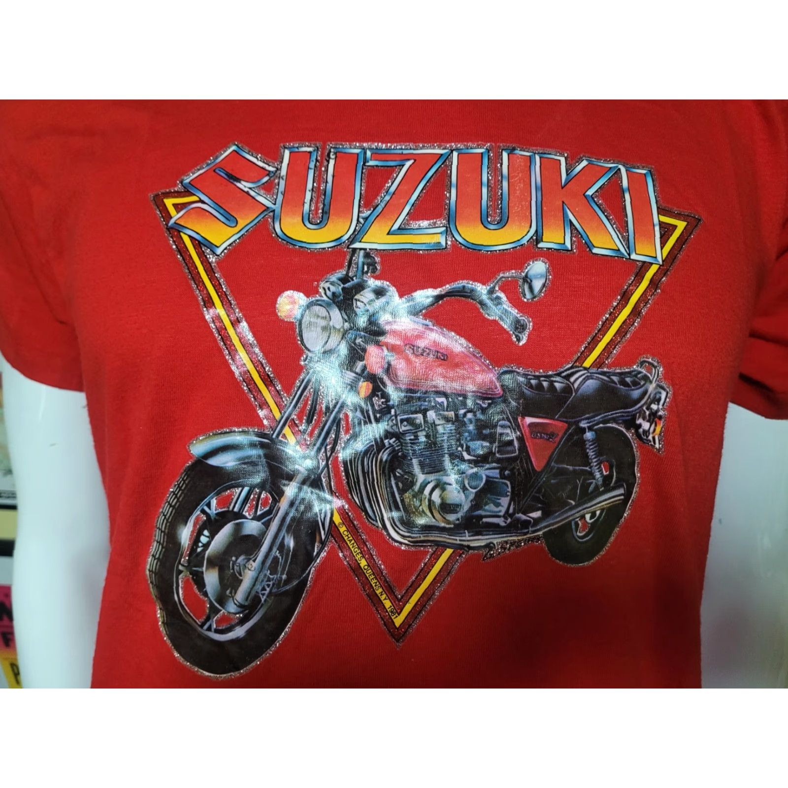 Changes VTG Suzuki Motorcycles T Shirt XL Single Stitch 80s DEVKnIT Unisex Adults Red Cotton Blend Logo 70s 80s Cartoon Motorcycle Racing Clothing Mens Womens Size US XL / EU 56 / 4 - 2 Thumbnail